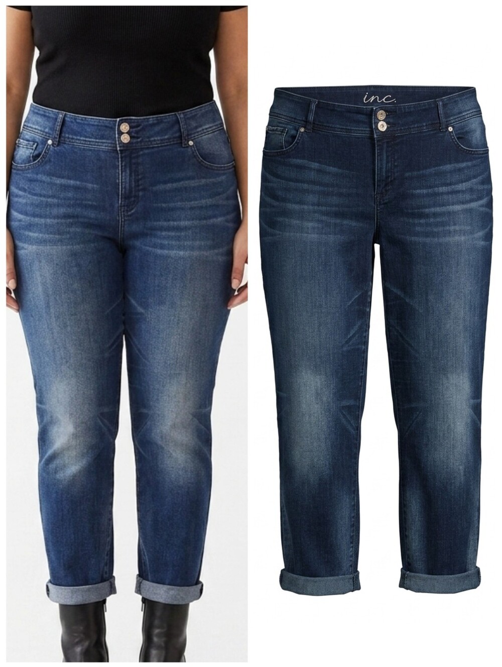 INC International Concepts Curvy Fit Boyfriend Fit Jeans Women's Plus Size 16
